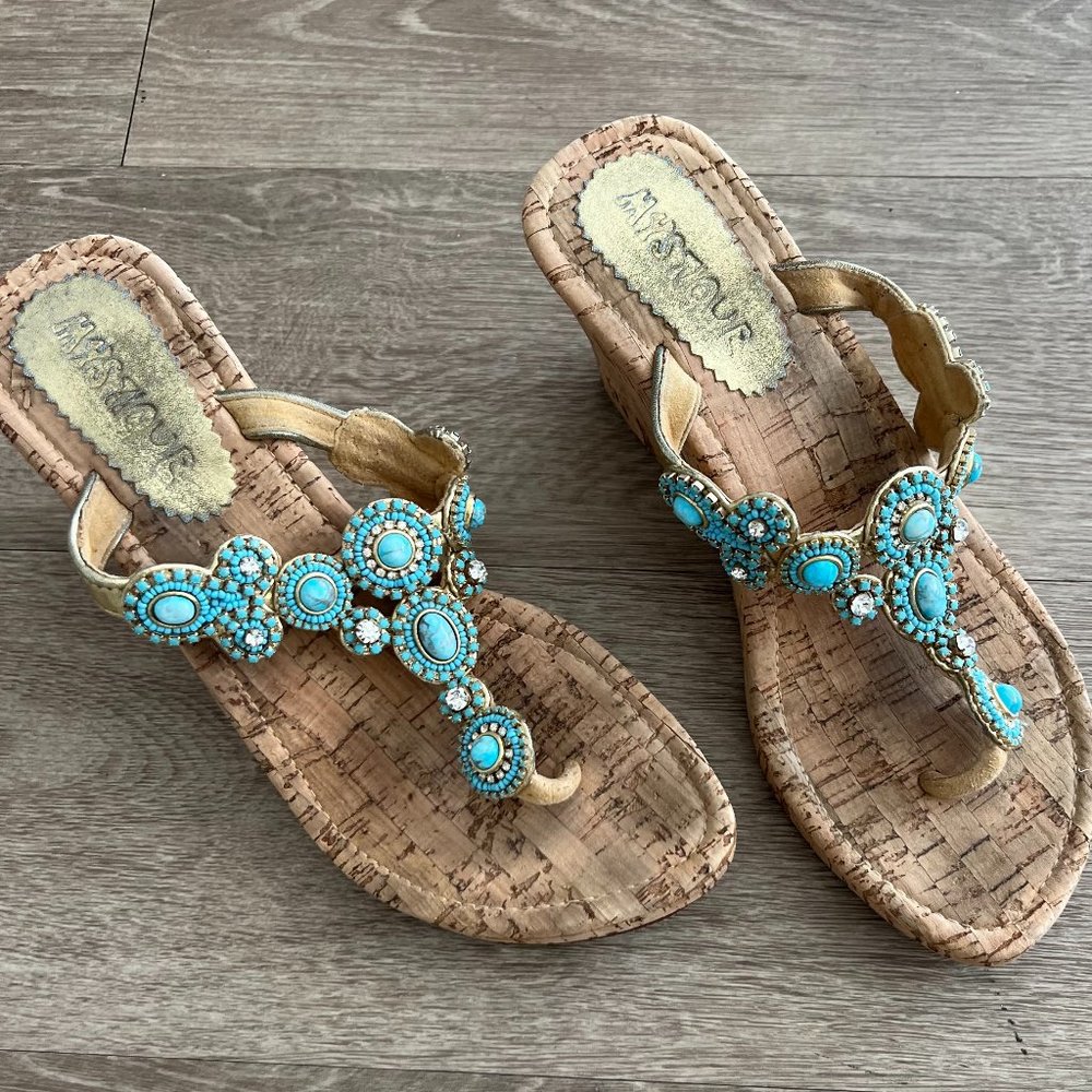 Turquoise and gold wedge